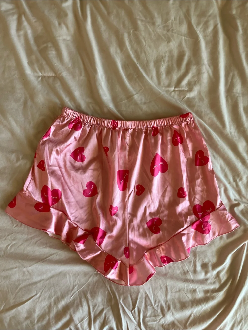 Target Pink Satin Heart-Print Sleepwear Top - Picture 3 of 3